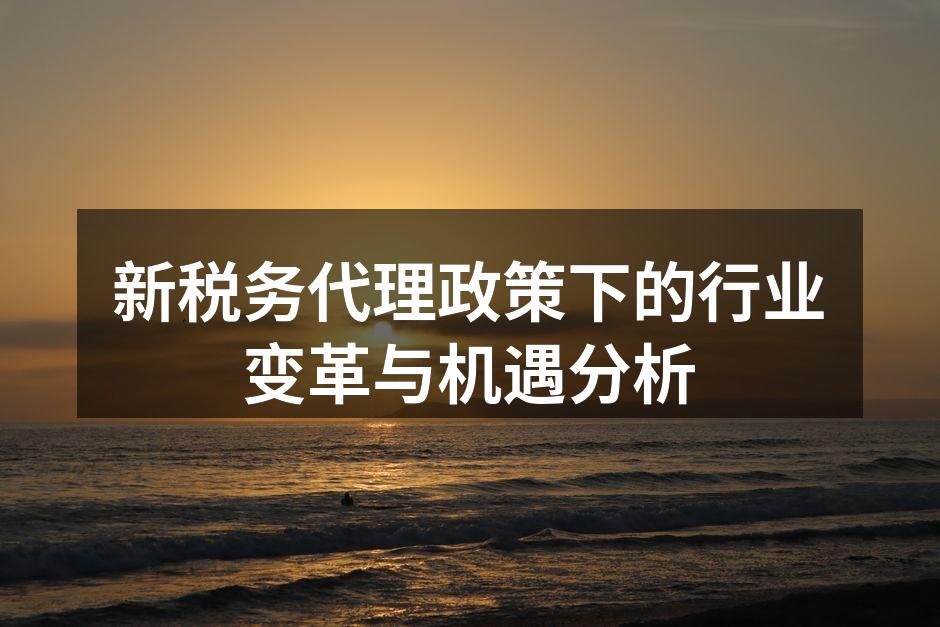新税务代理政策下的行业变革与机遇分析