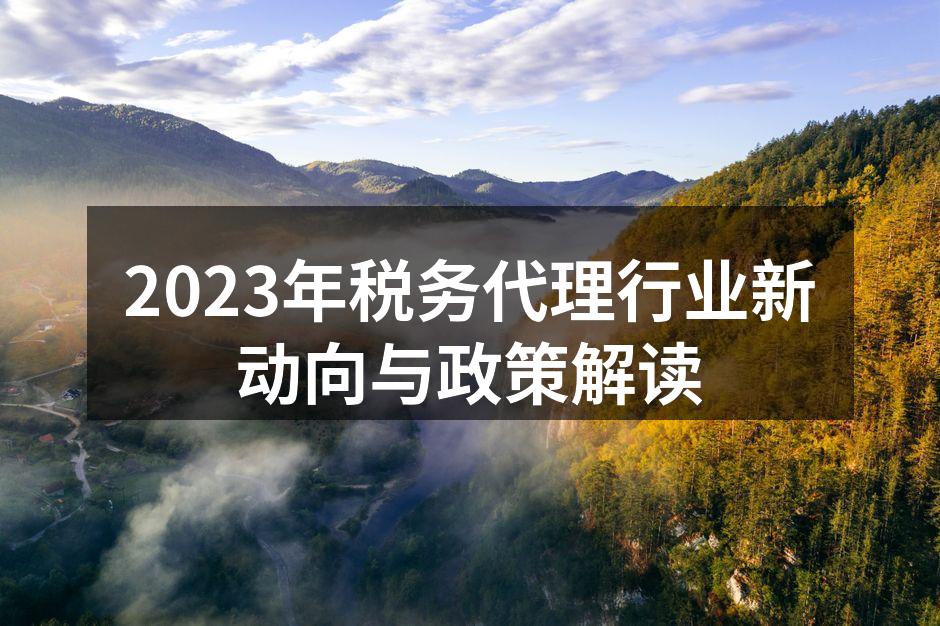 2023年税务代理行业新动向与政策解读
