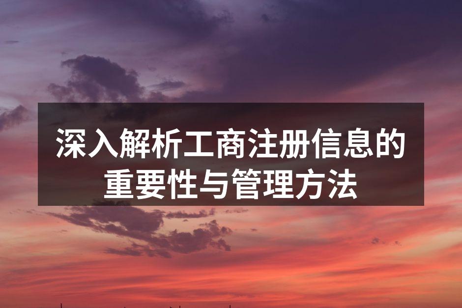 深入解析工商注册信息的重要性与管理方法